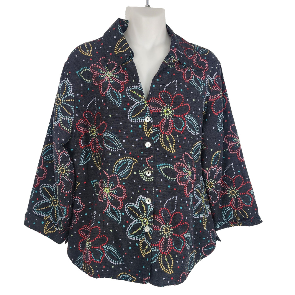 Silkland Womens Jacket 100% Silk Embellished Sequins Lined Button L Whimsigoth